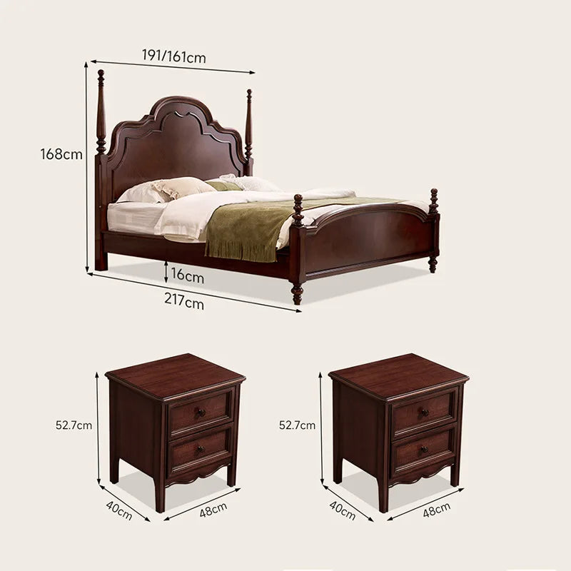 (FAS grade peach blossom core) high-end retro solid wood bed French Anna bed medium antique bed 1.8 double solid wood bed