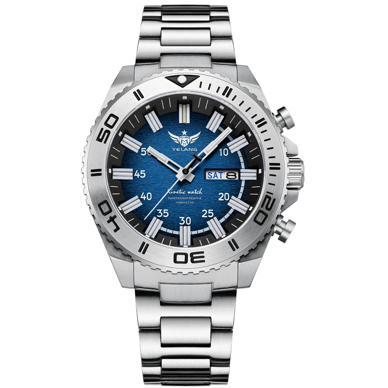 Yelang V1035 44mm Men Diving Watch Human Kinetic Energy Watch Brand Watch 100m Waterproof Watch luminous Japan PX83 Sapphire