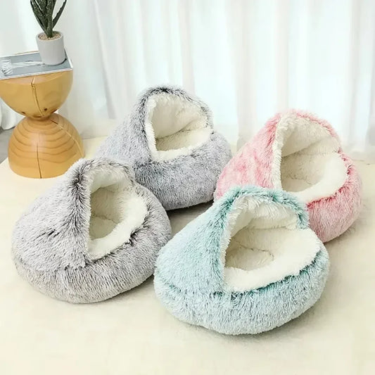 Semi Enclosed Pet Sleep Bags Long Round Cat Cushion Soft Plush 2 In 1 Warms Cats Beds Simple Comfort Warm Puppy Sleeping Nest
