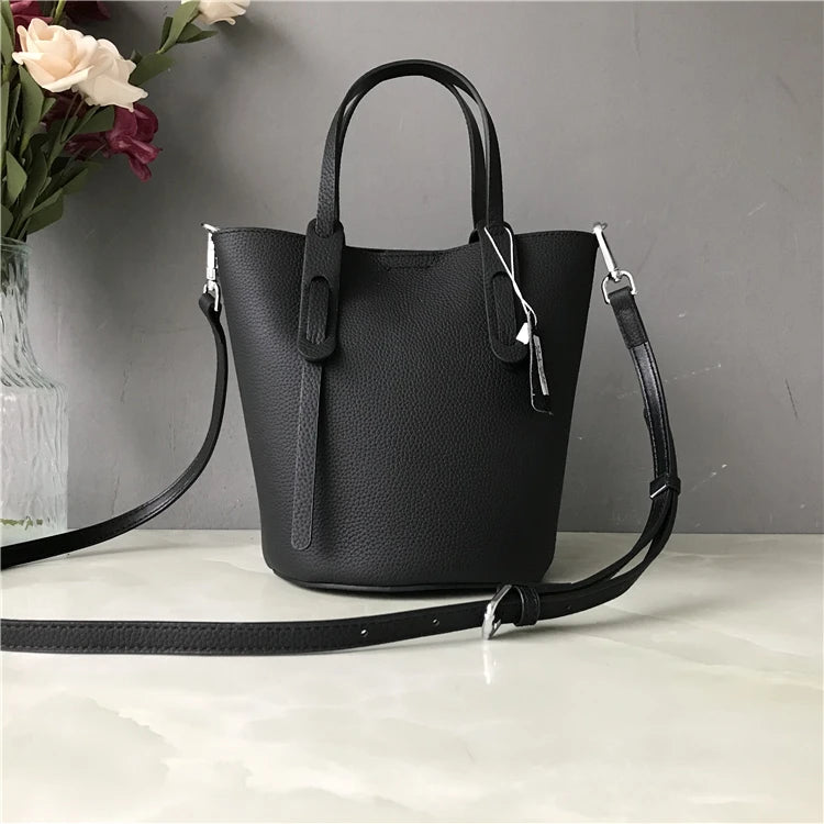 Trendy Leather Buet Bag Women's Handbag Cany Oversto Crossbody oulder Bag Faionable op Basket Handbag