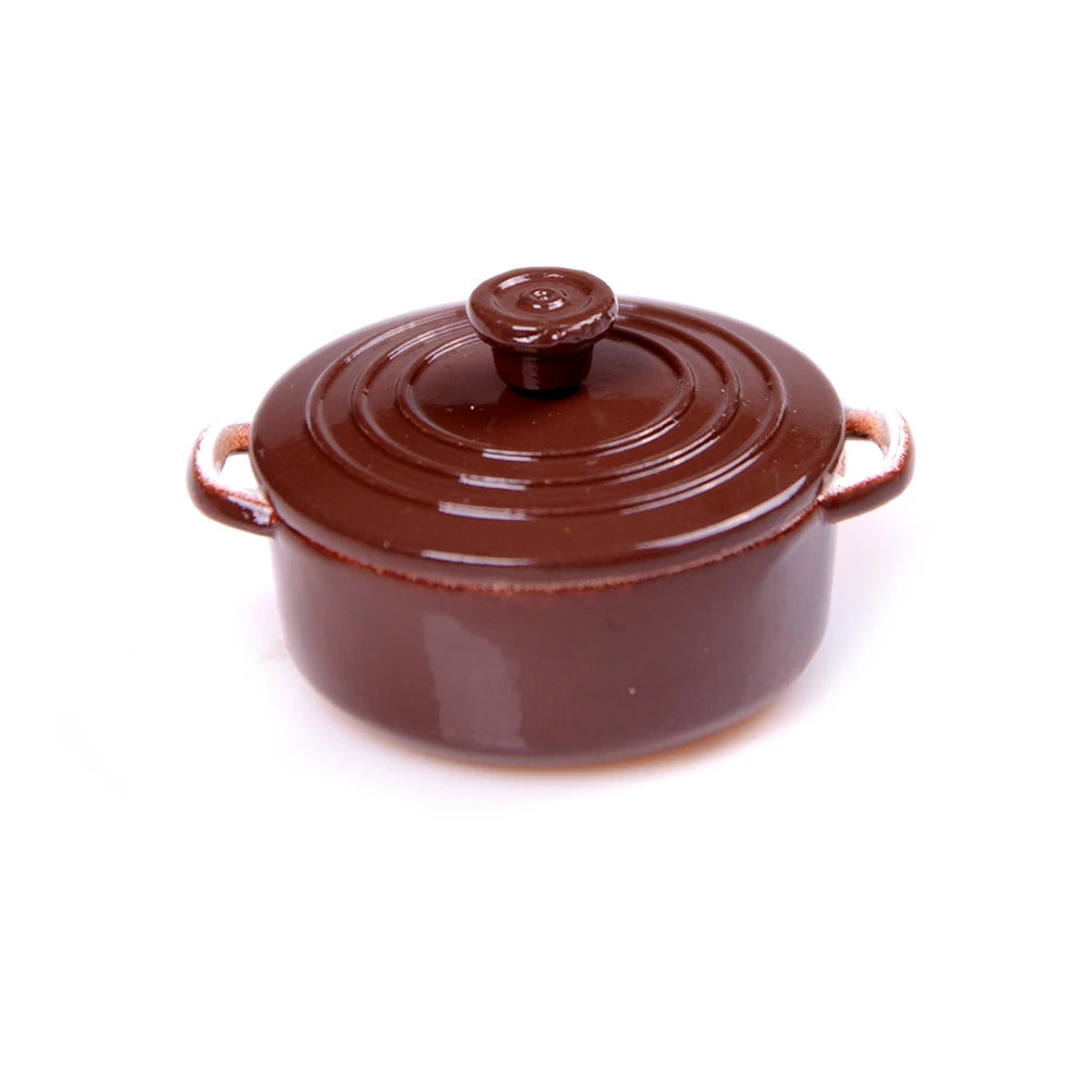 Mini Pot Boiler Pan With Lid Kettle Doll House Accessories Dollhouse Miniature Kitchen Utensil Cooking Ware Play Kitchen Toy