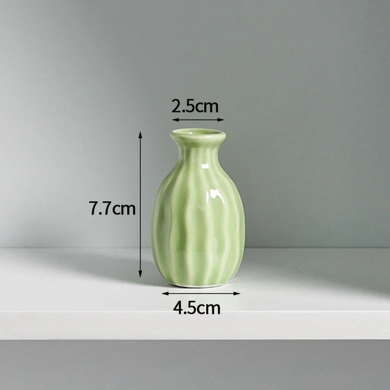 Ins Ceramics Flower Vase Nordic Flower Bottle Mini Flower Plant Bottle Pots Hydroponics Vases Room Decor Table Ornament