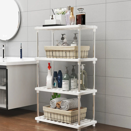 Four-Layer Multi-Functional Storage Rack Bathroom Living Room Organizing Rack Kitchen Bedroom Shelf Plastic Floor-Standing Storage Rack Bathroom Storage Storage Rack