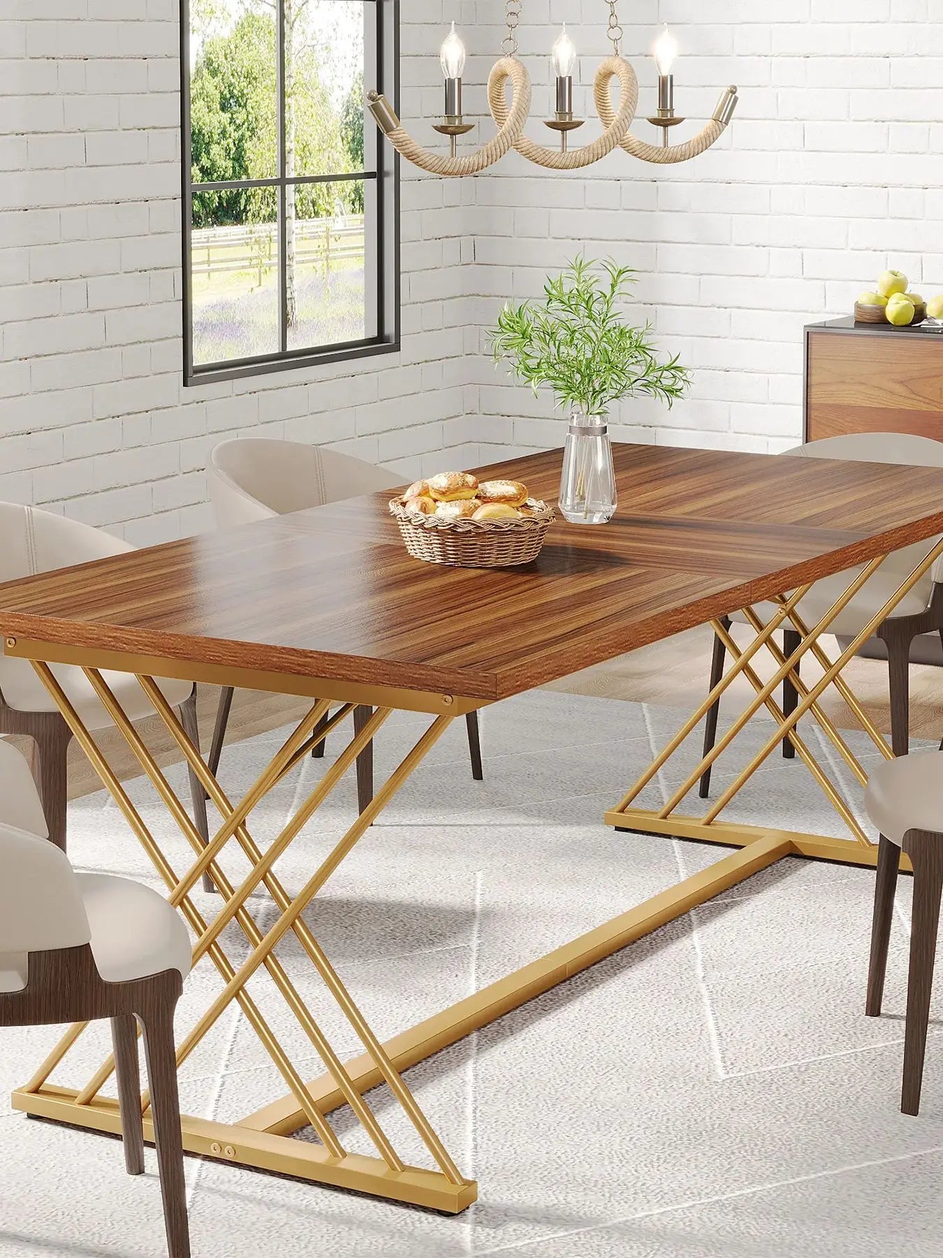 Tribesigns 63-Inch Dining Table for 4-6 People, Industrial Kitchen Table Dining Room Table for Living Room, Kitchen