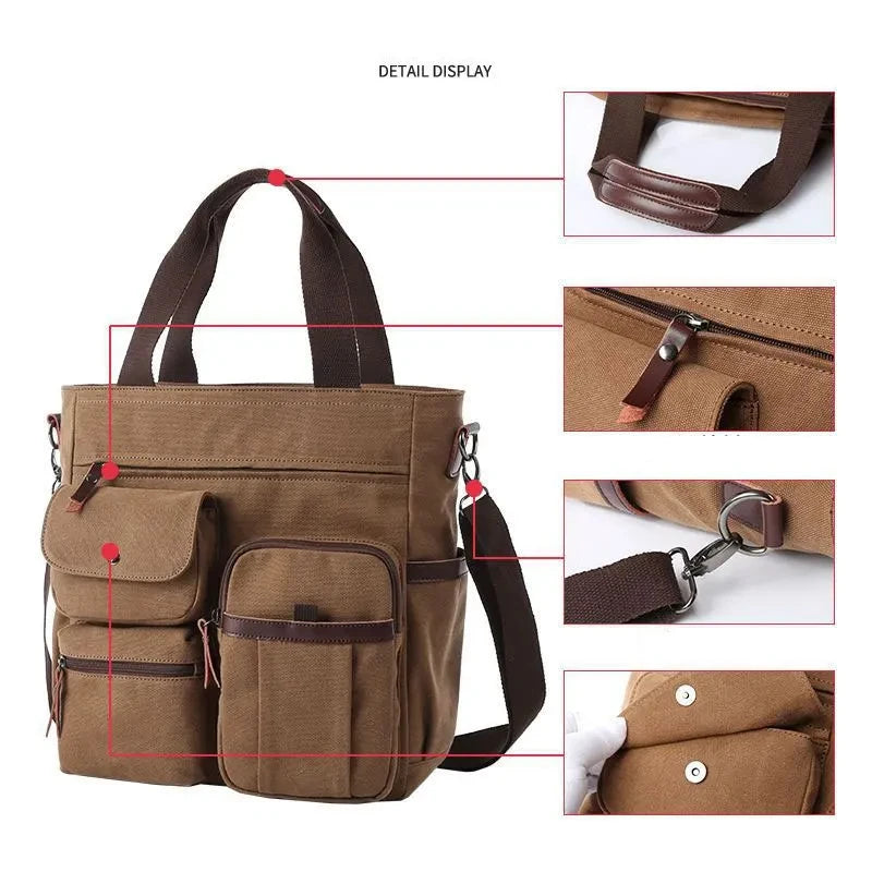 Men Canvas Messenger Bag Crossbody Bags Unisex Sling Bag Shoulder Bag for Travel Work College Vintage Men's Handbags Briefcase