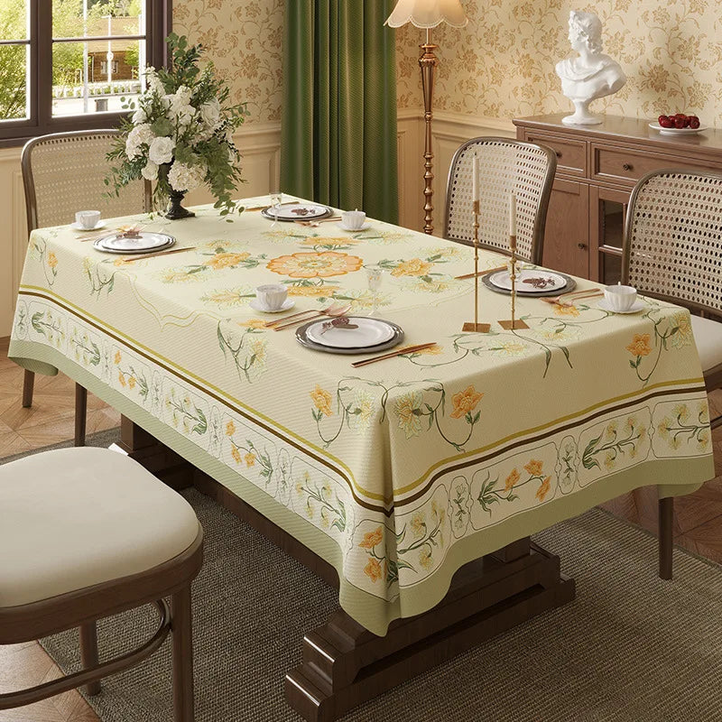 Table Cloth Waterproof Light Luxury Dining Table Tablecloth Rectangular Household Tea Table Cloth American Style Countryside