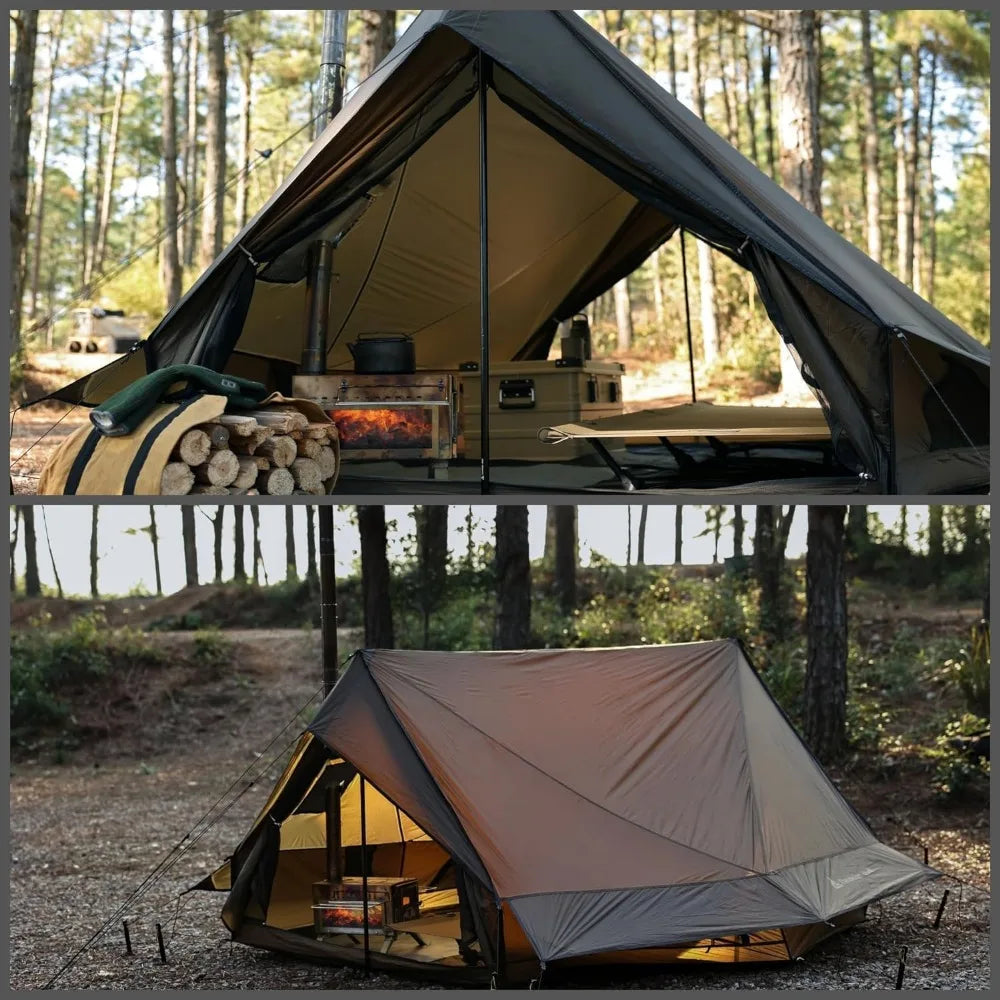 Hot Tent with Stove Jack – 4 Season Waterproof & Windproof Shelter for 1–4 People, Lightweight for Camping, Hiking, Hunting & Fi