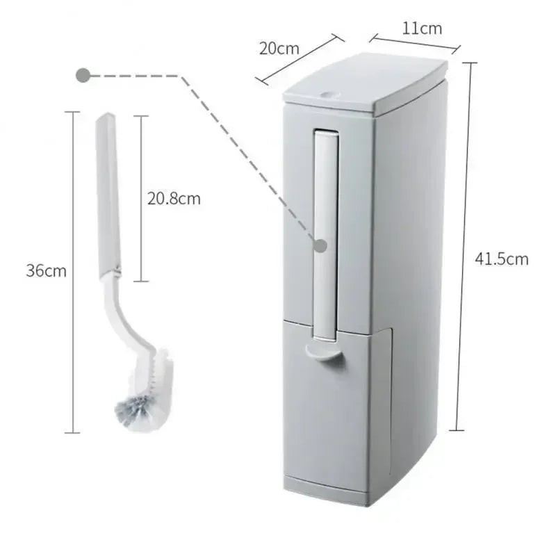 Bathroom Plastic Trash Can with Toilet Brush Waste Bin Narrow Dustbin Garbage Bucket Bathroom Kitchen Household Cleaning Tools