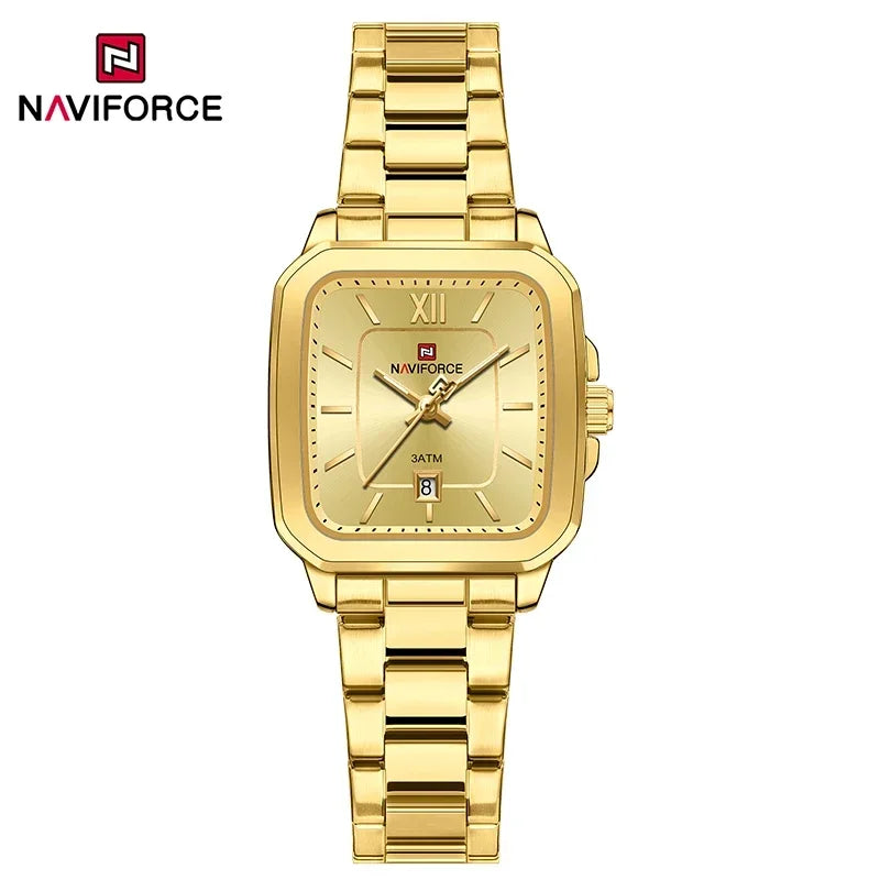 NAVIFORCE Fashion Women's Watches Waterproof Couple Steel Strap Quartz Calendar Wristwatch Gift for Girl Clock Relogio Feminino