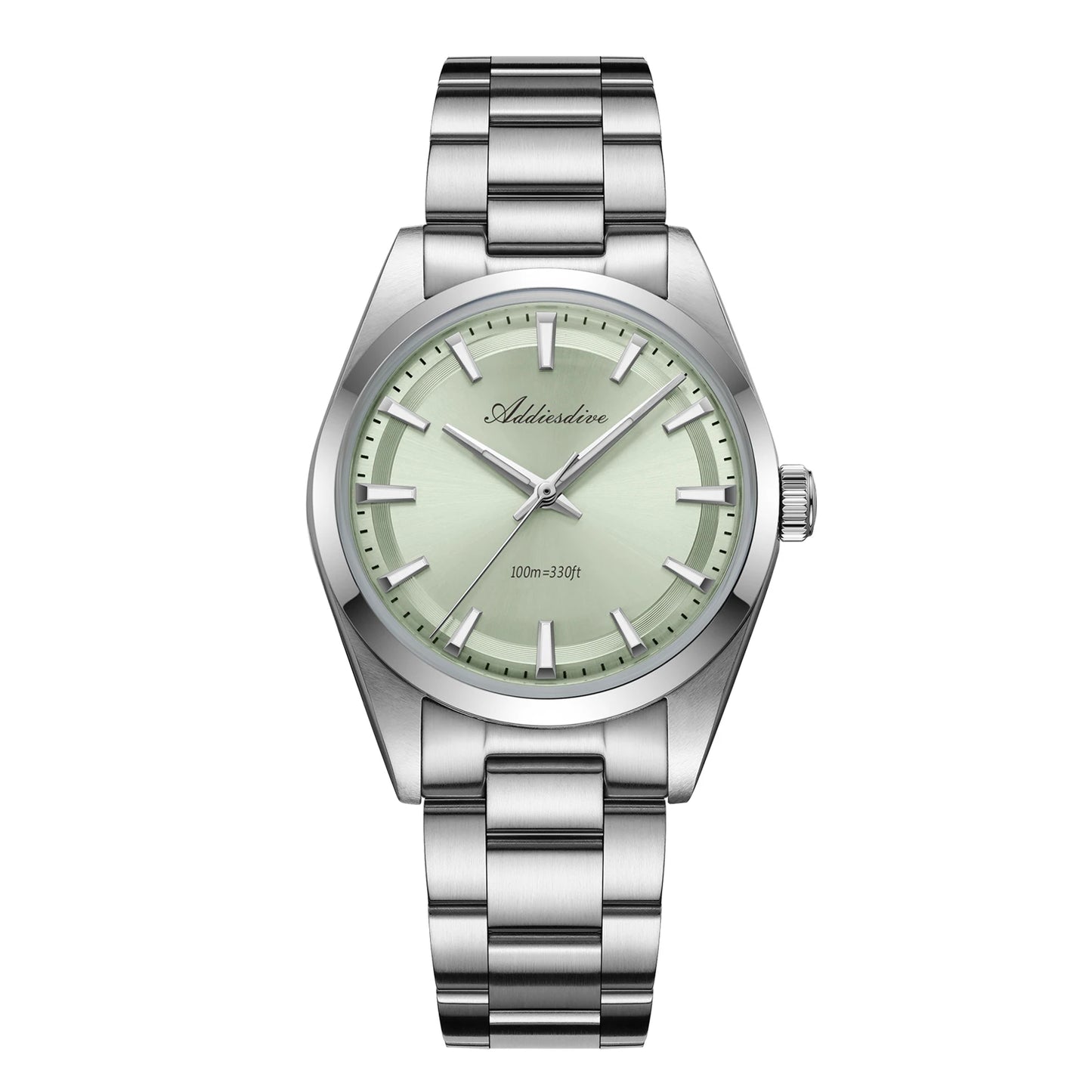 ADDIESDIVE Quartz Watch For Men 36mm Dome Glass BGW9 Luminous Diving 100m Waterproof Stainless Steel VH31 Wristwatch New AD2066