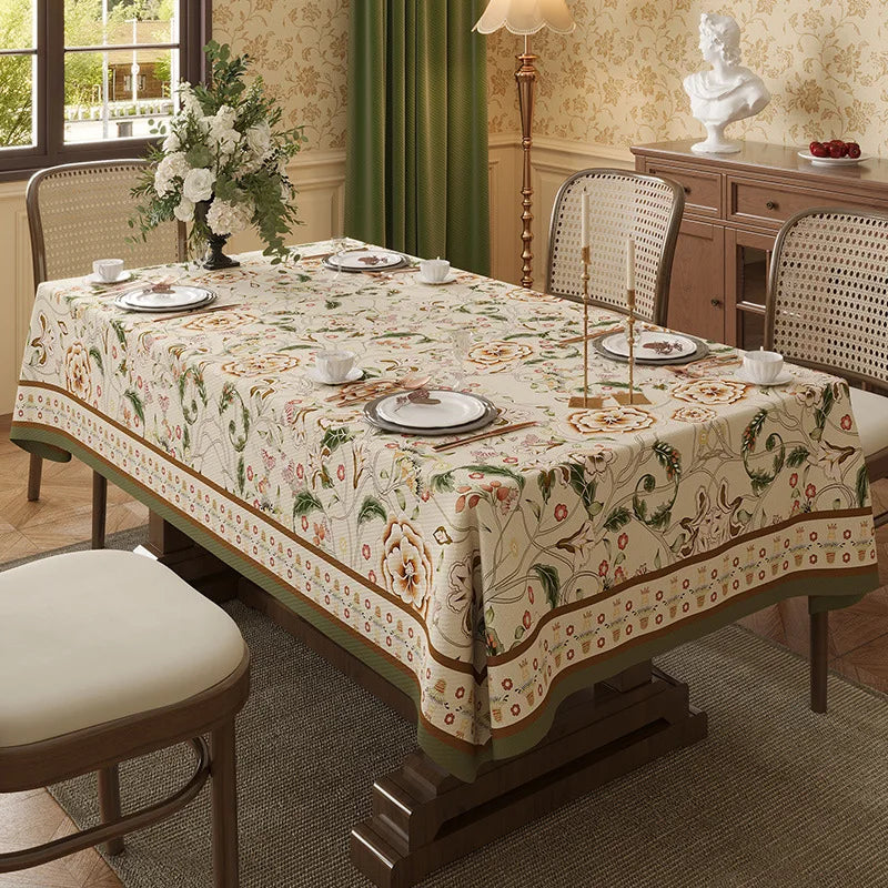 Table Cloth Waterproof Light Luxury Dining Table Tablecloth Rectangular Household Tea Table Cloth American Style Countryside