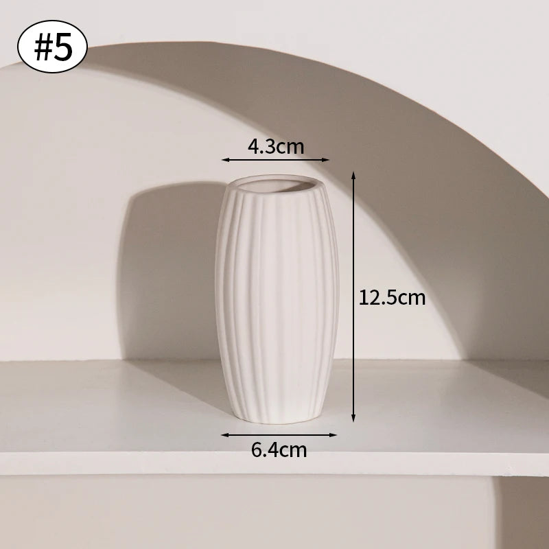 White Nordic Flower Vase Ceramic Vases Room Decor Modern Ceramic Flowers Bottle Plants Flower Pot Home Living Room Decoration