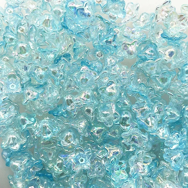 NEW 50pcs 7x13mm Gradual Change Acrylic Bellflower Beads Caps Jewelry Findings Charms Bracelets Spacer Beads for Jewelry Making
