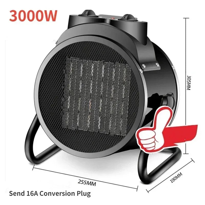 Electric Heater 3000W Thermostat Fast Heat 2000W 3 Gear Adjust Air Warmer Radiator Room Heater  Overheat Protection Home Warmer