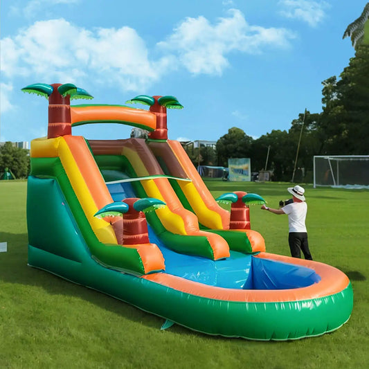 Inflatable pool Inflatable Summer Outdoor  Air Bounce Water amusement Play Equipment Inflatble Water Double Slide Bubble Ball