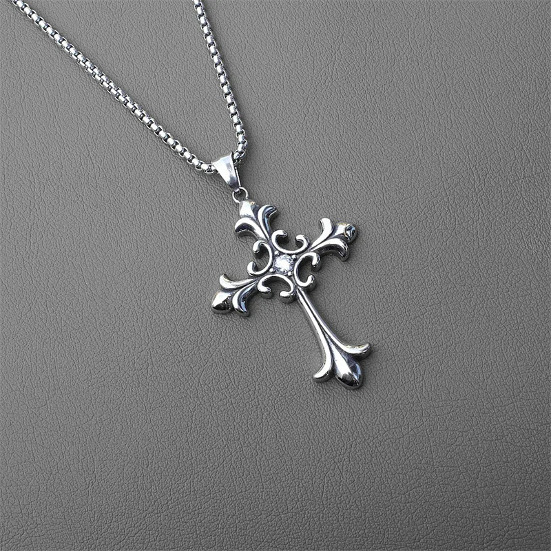 European And American Fashion Personality Retro Gothic Cross Necklace For Men And Women Street Hip-Hop Trendsetters Versatile Pe