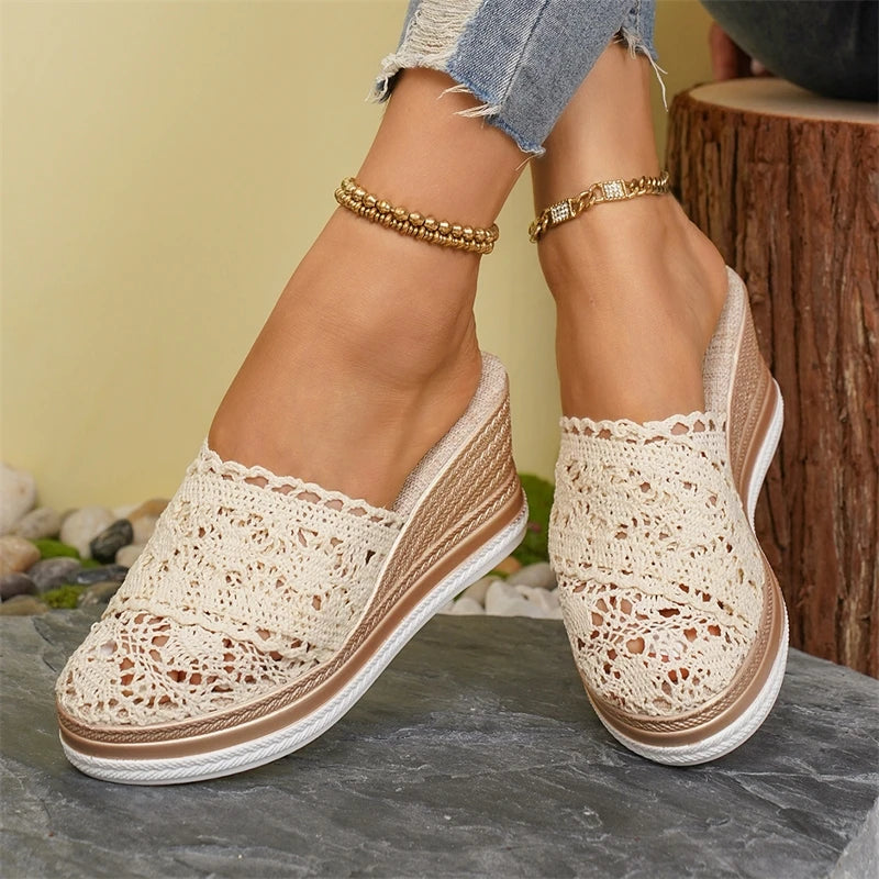 Shoes Women Sandals Summer Fashion Wedge Shoes Woman Breathable Women's Sandals Slide Soft Footwear Female High-Heeled Sandals