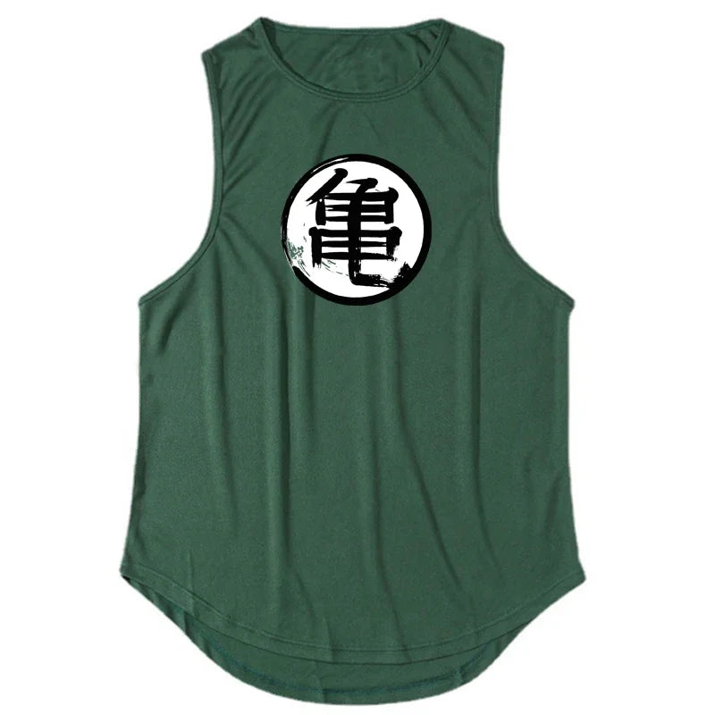 Japanese anime turtle pattern men's fitness clothes fitness vests quick-drying fitness T-shirts muscle sleeveless T-shirts