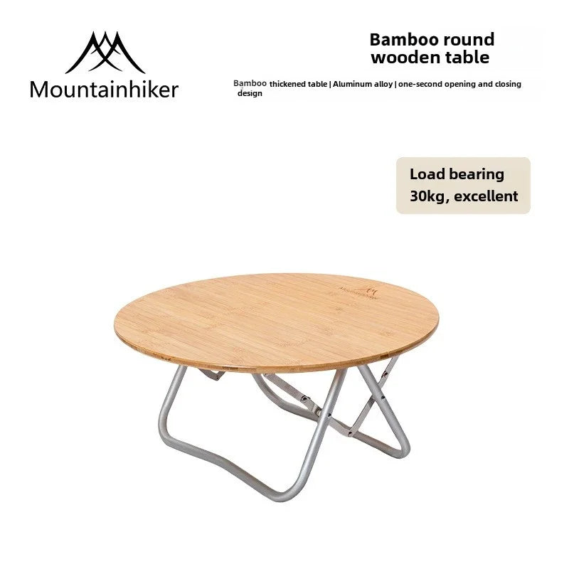 MOUNTAINHIKER Outdoor Camping Bamboo Folding Table, Portable Folding Table, Outdoor Dining Table, Picnic BBQ Table, Quick Storag