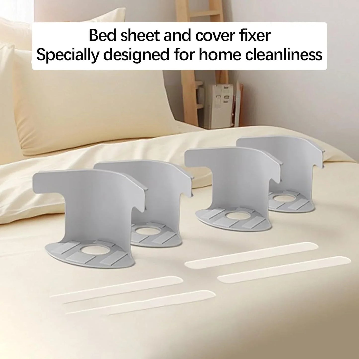 4Pcs Bed Corner Sheet Grippers Straps Heavy Non-Slip Sheet Holders Secure Bed Sheets Duty Mattress Straps for All Sheet Sizes