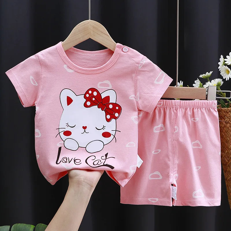 Cute Baby Girl Clothes Newborn Girl Infant Summer Children Clothing Suit Baby 0-3year Outfit Toddler Kids Pajamas