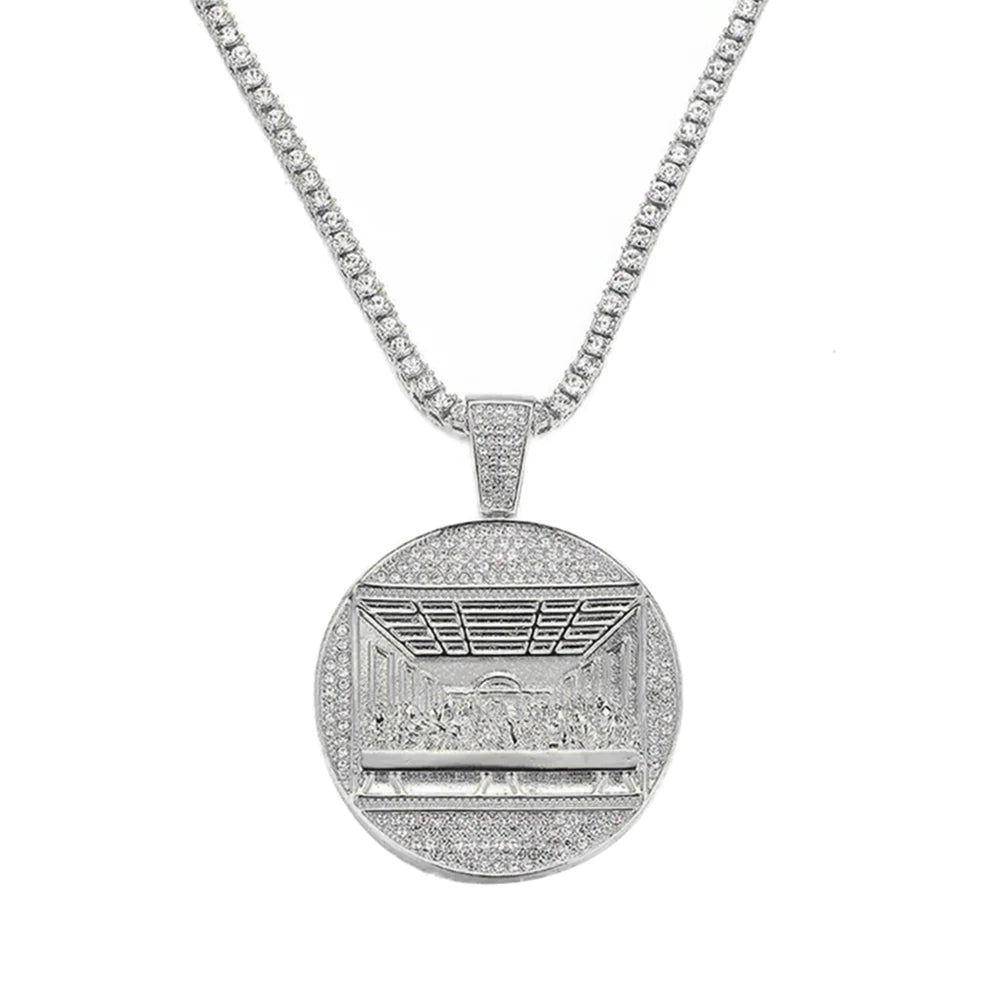 New Last Supper Pendant Cuban Chain Necklace With 14mm Iced Out Chain Fashion Hip Hop Men Charm Pendant Tennis Necklaces Jewelry