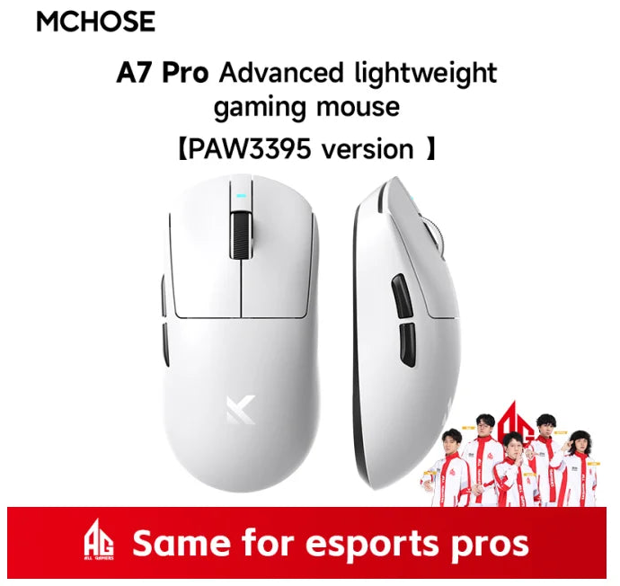 Mchose A7 Ultra A7 Pro E-Sport Gaming Mouse Paw3395 Valorant Mousetri Mode Wireless Bluetooth Lightweight Computer Office Mouse
