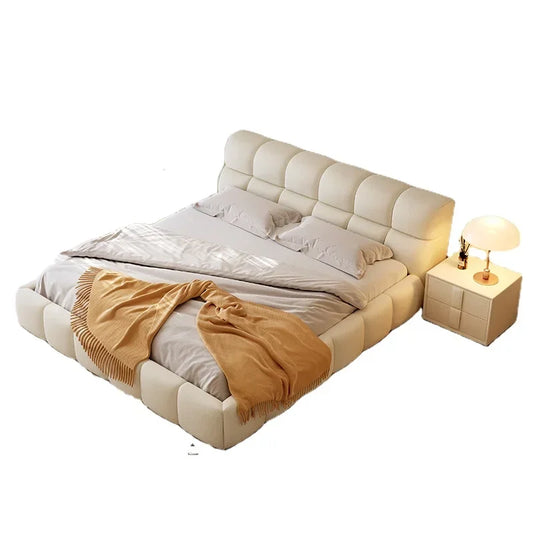 Modern Soft Bed Frames Set Room Furniture Set Luxury Unique Fabric Slatted King Queen Size Wood Bed With Frame