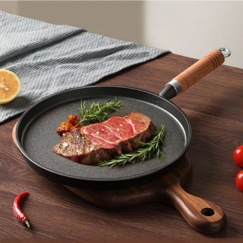 Kitchen Cast Iron Pan Uncoated Non-stick Frying Pan for Egg Pancake Steak Frying Pot Cookware