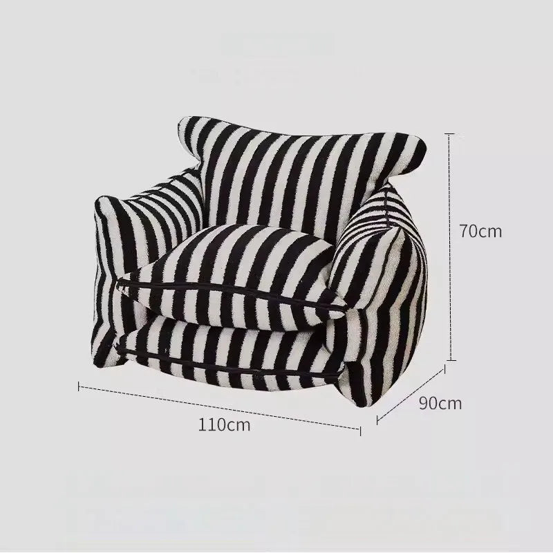MOMO Simple Household Living Room Leisure Lazy Sofa Net Red Striped Bedroom Tatami Creative Backrest Chaise Longue