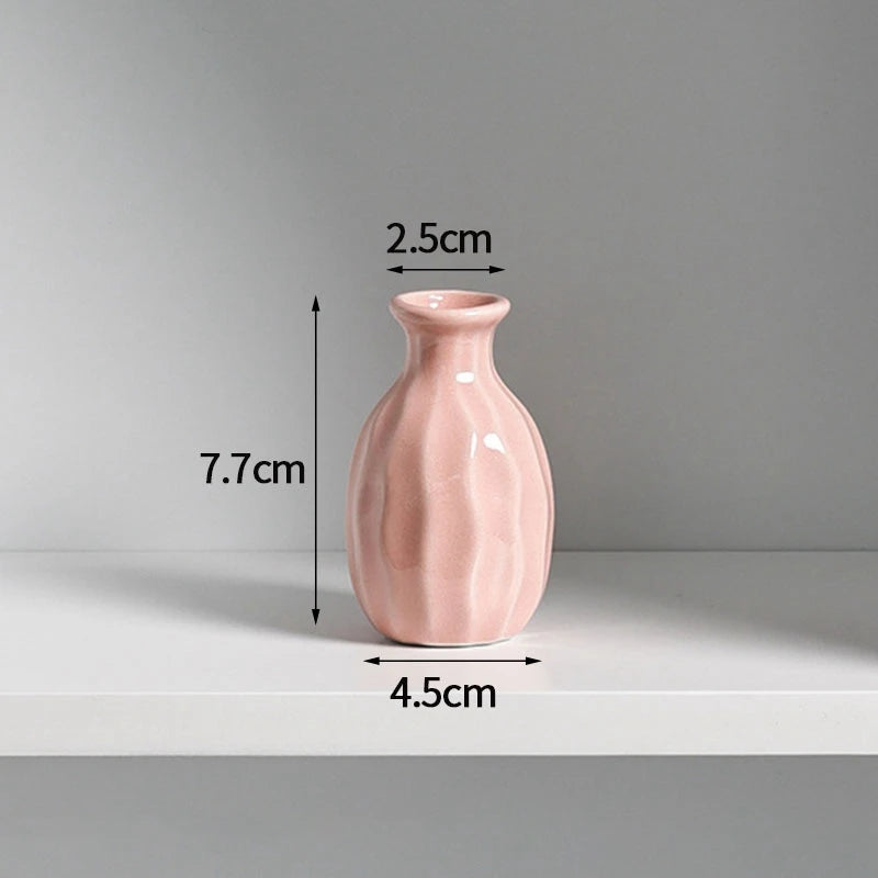 Ins Ceramics Flower Vase Nordic Flower Bottle Mini Flower Plant Bottle Pots Hydroponics Vases Room Decor Table Ornament