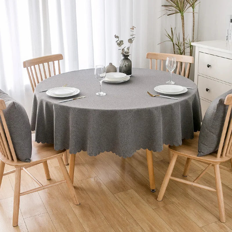 Wedding Round Tablecloth Waterproof And Oil-Proof Solid Color Cotton And Linen Tablecloth Hotel Wedding Dining Table Cloth Decor