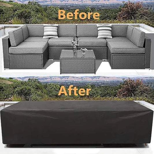 Outdoor furniture dust cover, 210D Oxford cloth, black silver sofa cover, waterproof cover, outdoor patio furniture cover