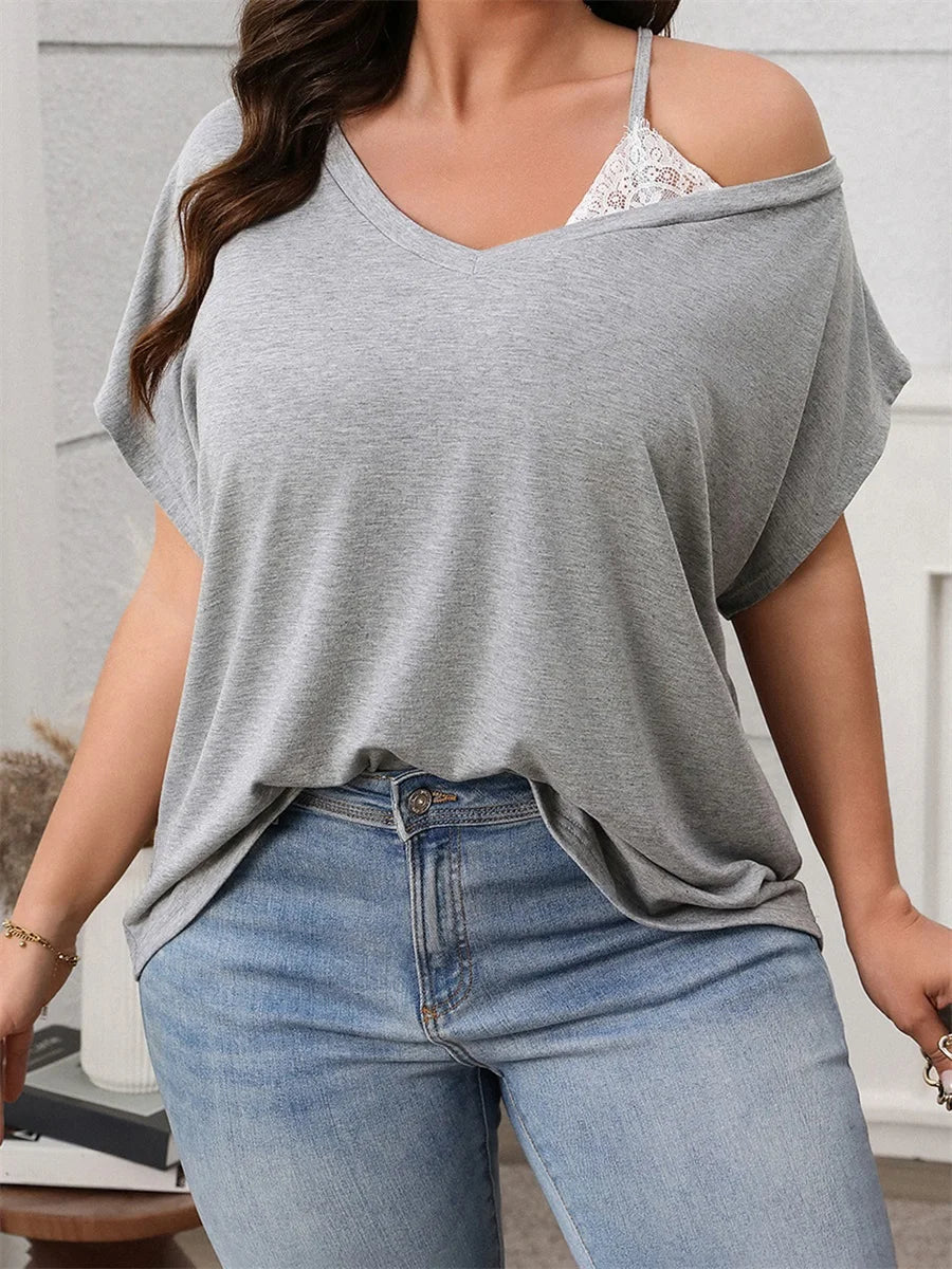 Women s Plus Size Floral Print Off Shoulder Ruffle Sleeve Blouse Casual Loose Fit Top for Spring Summer Beach Vacation