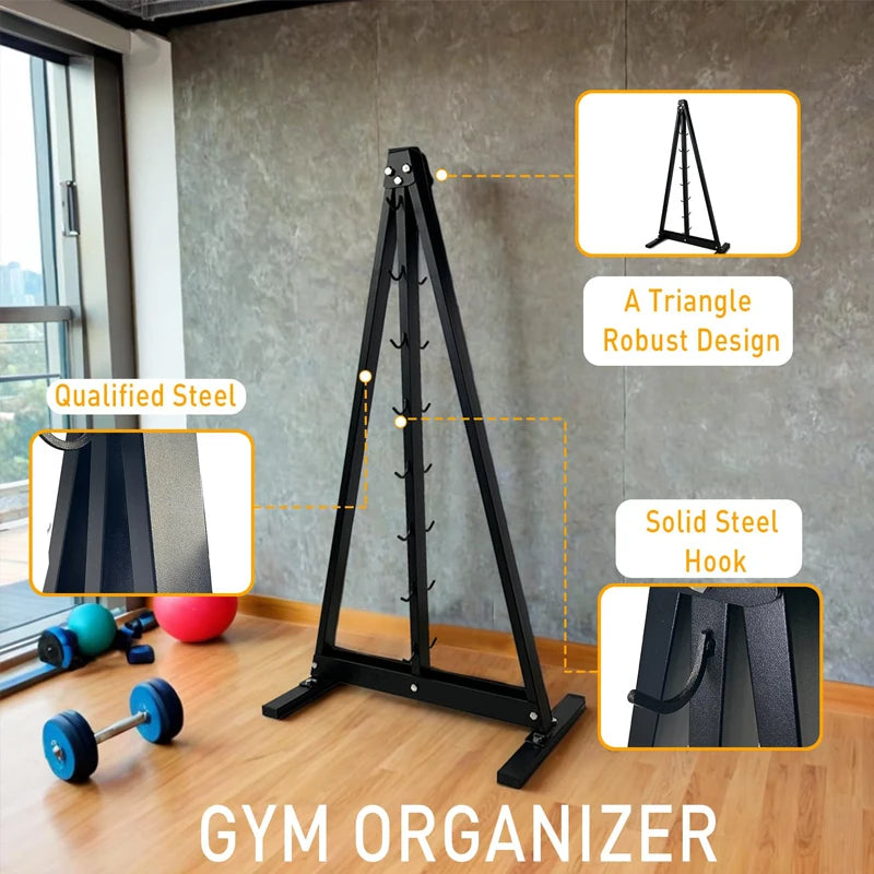Gym Fitness LAT Pull Down Bar Storage Rack for Mag Grip - Heavy Duty A-Frame Stand for LAT Pulldown Attachments