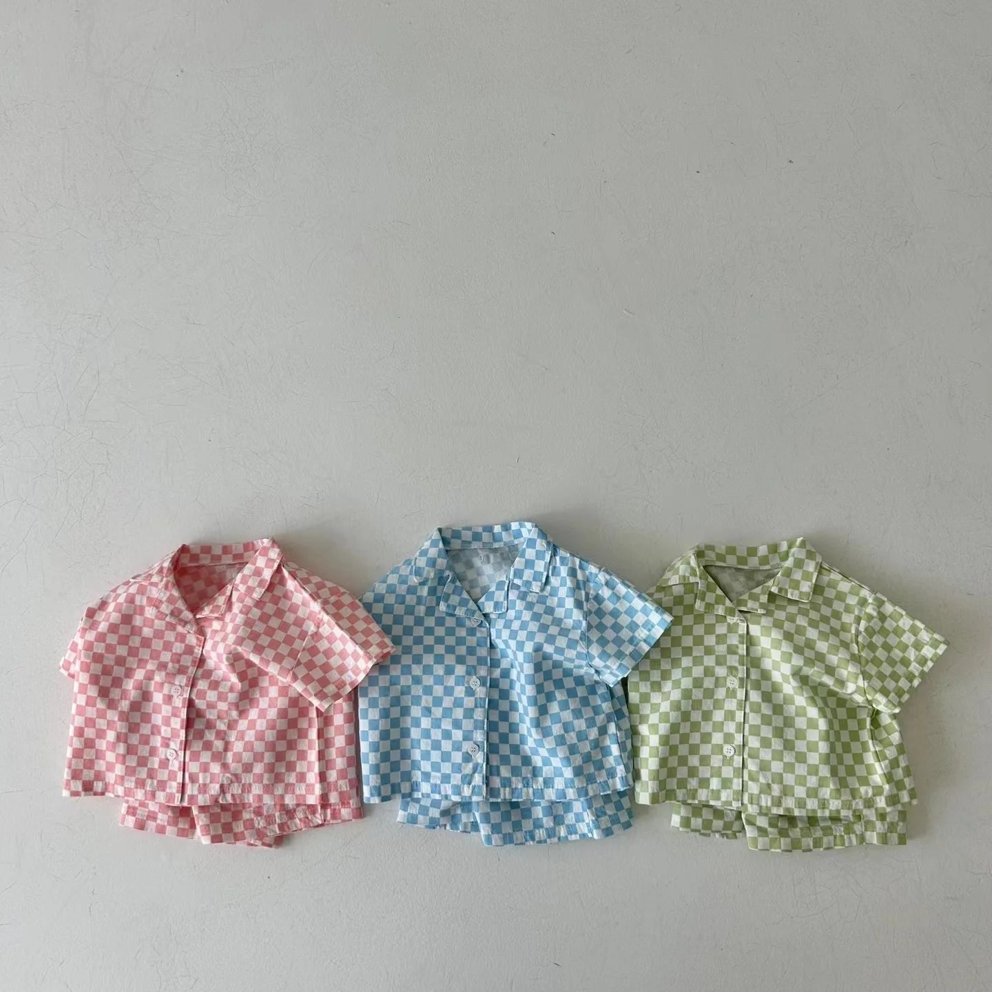 2024 Infant Baby Boy 2 Piece Clothes Look Set Single Breasted Muslin Homewear Polo Shirt Suit Loose Plaid Shorts Kid Boy Outfit