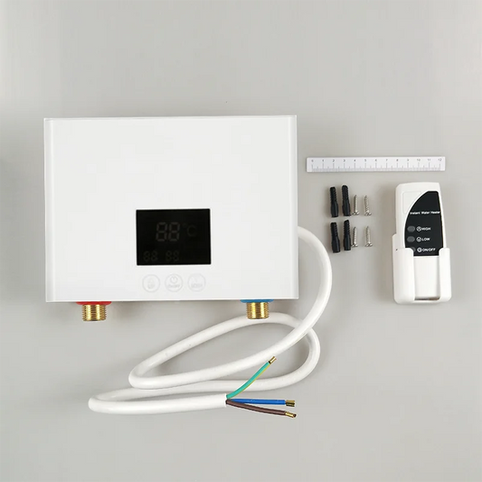 110V/220V Instant Water Heater Bathroom Kitchen Wall Mounted Electric Water Heater LCD Temperature Display with Remote Control