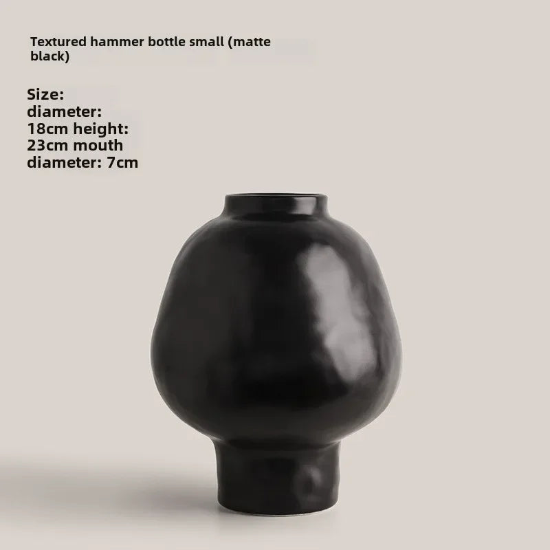 Hammer Pattern Ceramic Vase Creative Porcelain Flower Pots Desk Decoration Flower Arrangement Floral Vases Room Aesthetic Decor