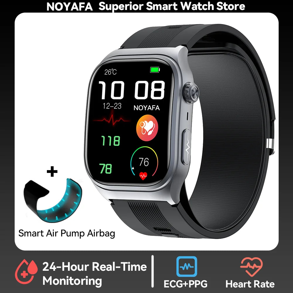 For XIAOMI 2025 Smart Watch New Air Pump Blood Pressure Lipid Uric Acid ECG NFC Body Temperature Answer Call Health Smartwatch
