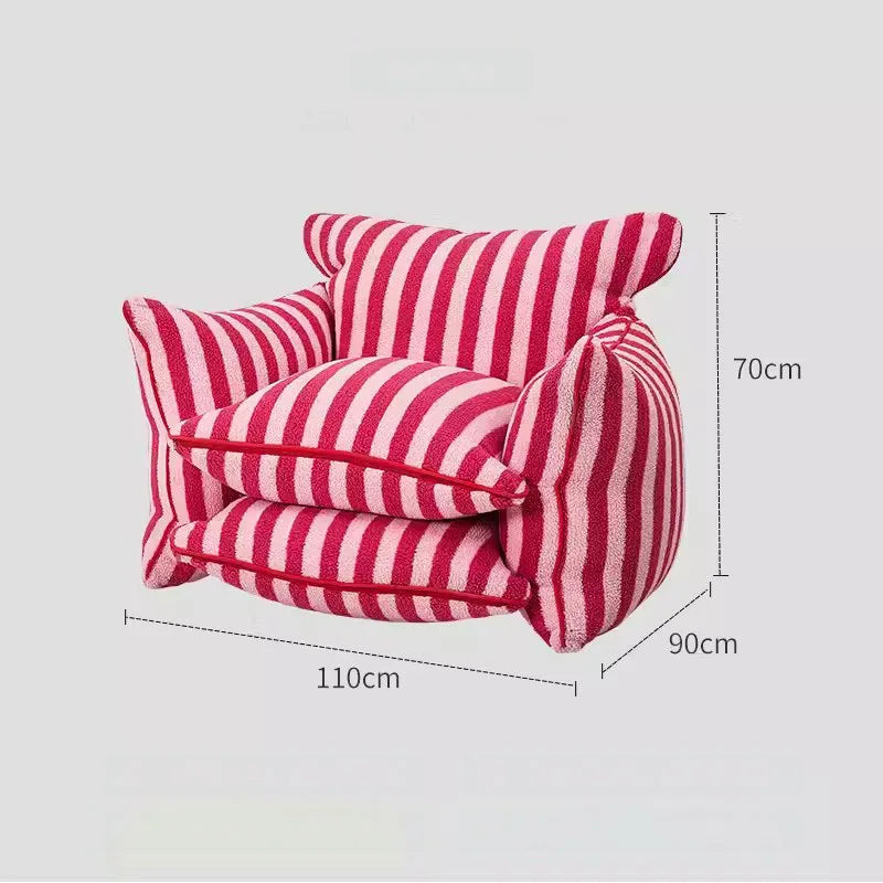 MOMO Simple Household Living Room Leisure Lazy Sofa Net Red Striped Bedroom Tatami Creative Backrest Chaise Longue