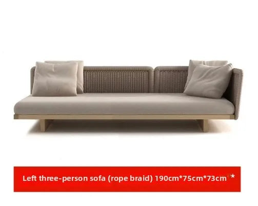 Patio Furniture Sets Aluminum Wooden Sofa Set All Weather L Shaped Corner Sofa Outdoor Wicker Balcony Furniture Couch Sofa Set