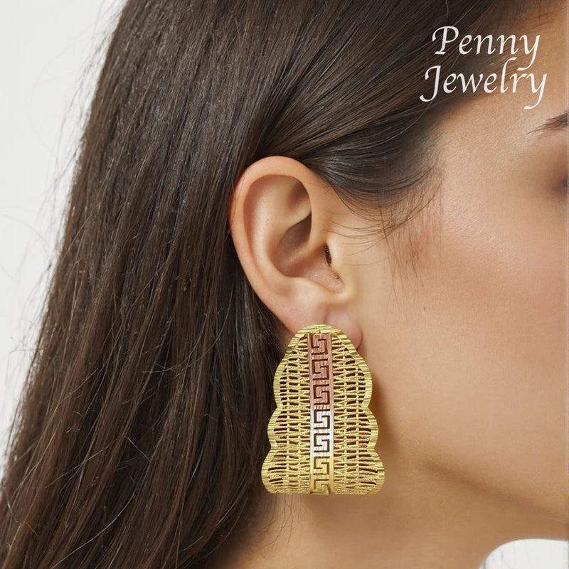 Special Irregular Gold Plated Jewelry Set for Women 2Pcs Golden Jewellery Necklace Earrings African Bridal Party Wedding Gifts