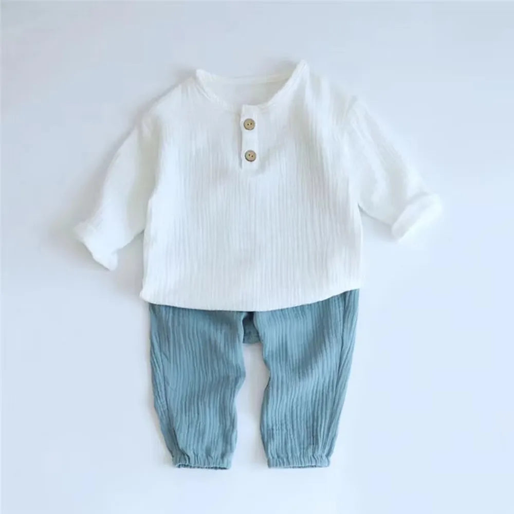 Infant Baby Boy Girl Clothes Set For Party Long Sleeve Baby Shirts +Loose Pant Toddler Kids Clothes Spring