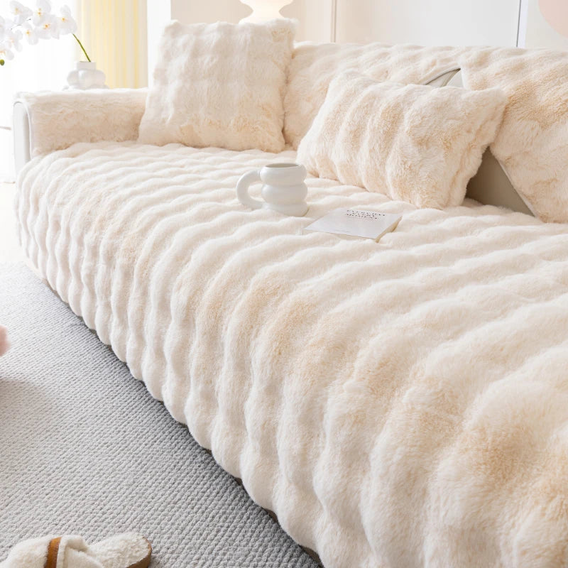 Plush sofa cushions for all seasons, living room bedroom decoration sofa simple modern dustproof sofa cover