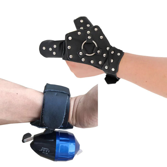 Hunting  Fishing Fish Shooting Protection Kit Glove Wrist Strap Mini Reel Slingshot Not Included