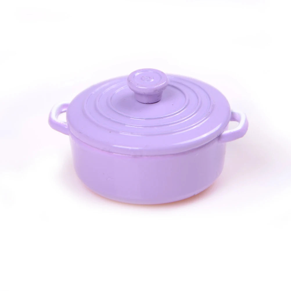 Mini Pot Boiler Pan With Lid Kettle Doll House Accessories Dollhouse Miniature Kitchen Utensil Cooking Ware Play Kitchen Toy