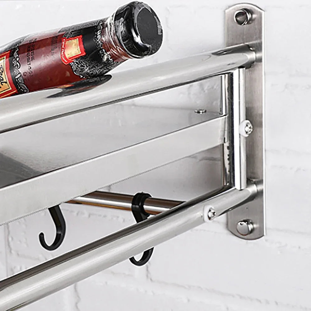 Microwave Oven Rack, Durable Stainless Steel Kitchen Organizer, Wall-Mounted Shelf with 614 lbs Load Support for Storage Needs