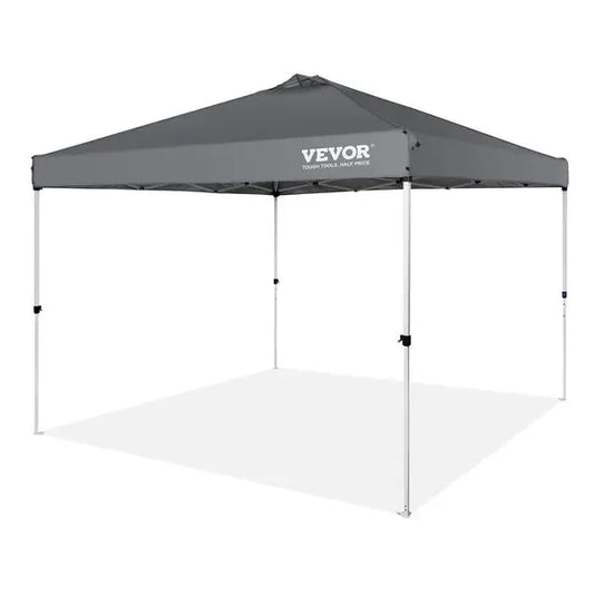 VEVOR Pop Up Canopy Tent, 10 x 10 ft, 250 D PU Silver Coated Tarp, with Portable Roller Bag and 4 Sandbags for Outdoor Party
