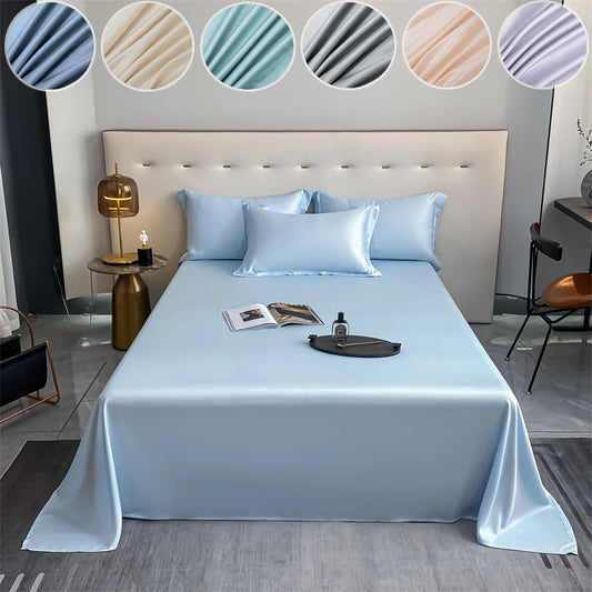 100% Bamboo Bed Sheet Flat Bed Sheets Luxury Flat Sheet Solid Color Single/Double/King/Queen Size Bed Linens Summer Cooling 2024