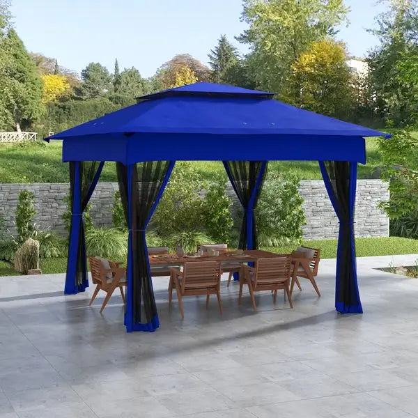 Outsunny 11 x 11 Pop-Up Canopy Gazebo Outdoor Patio Event Tent with Zipper Netting,Carry Bag, UV Protection for Backyard & G
